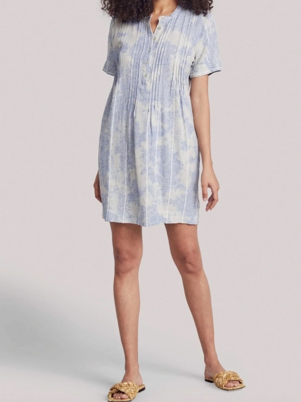 Faherty Gemina Linen Dress in Sky Blue